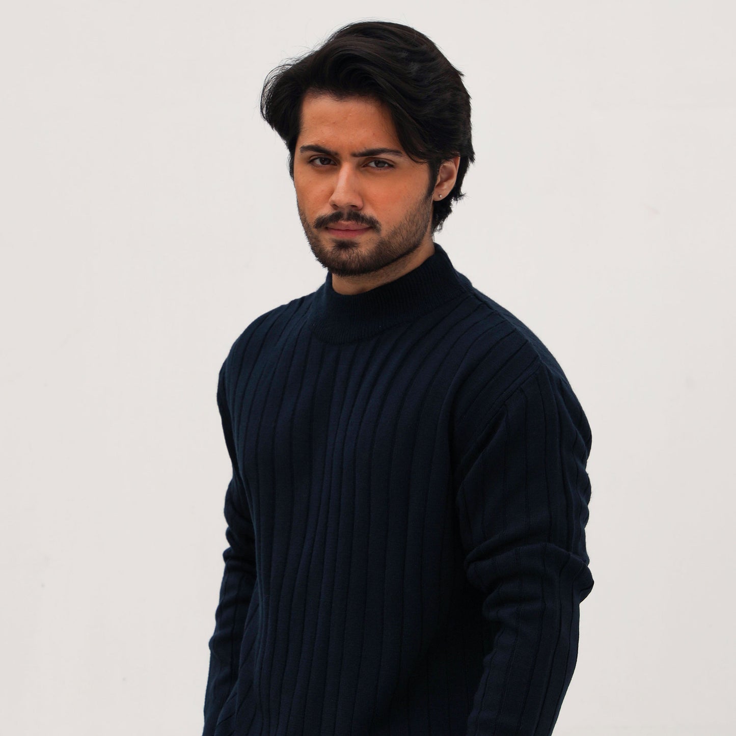 Deep Navy Mock-neck