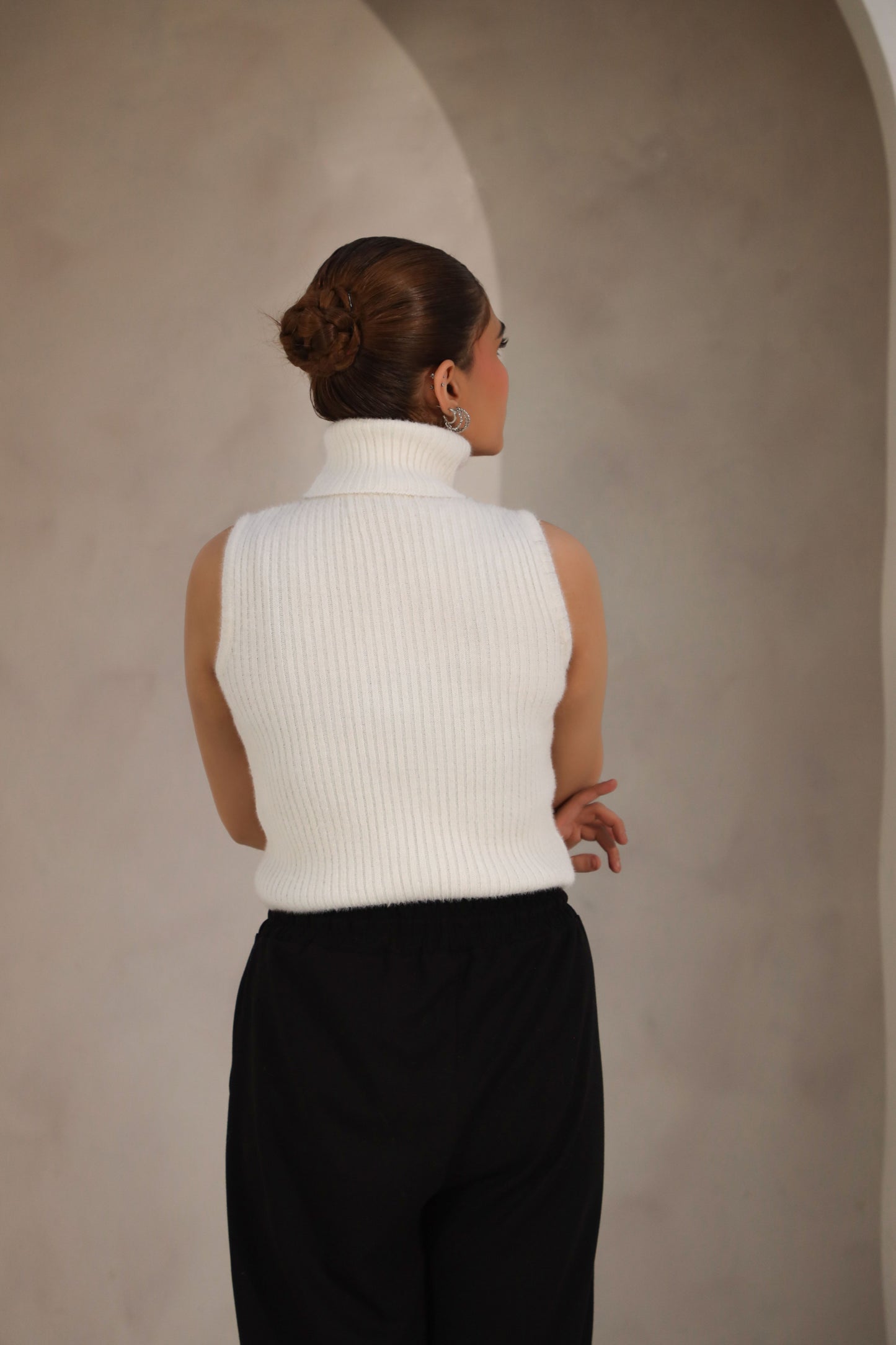 Puff Ball Turtle Neck Vest