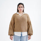 Tan V-Neck Jumper