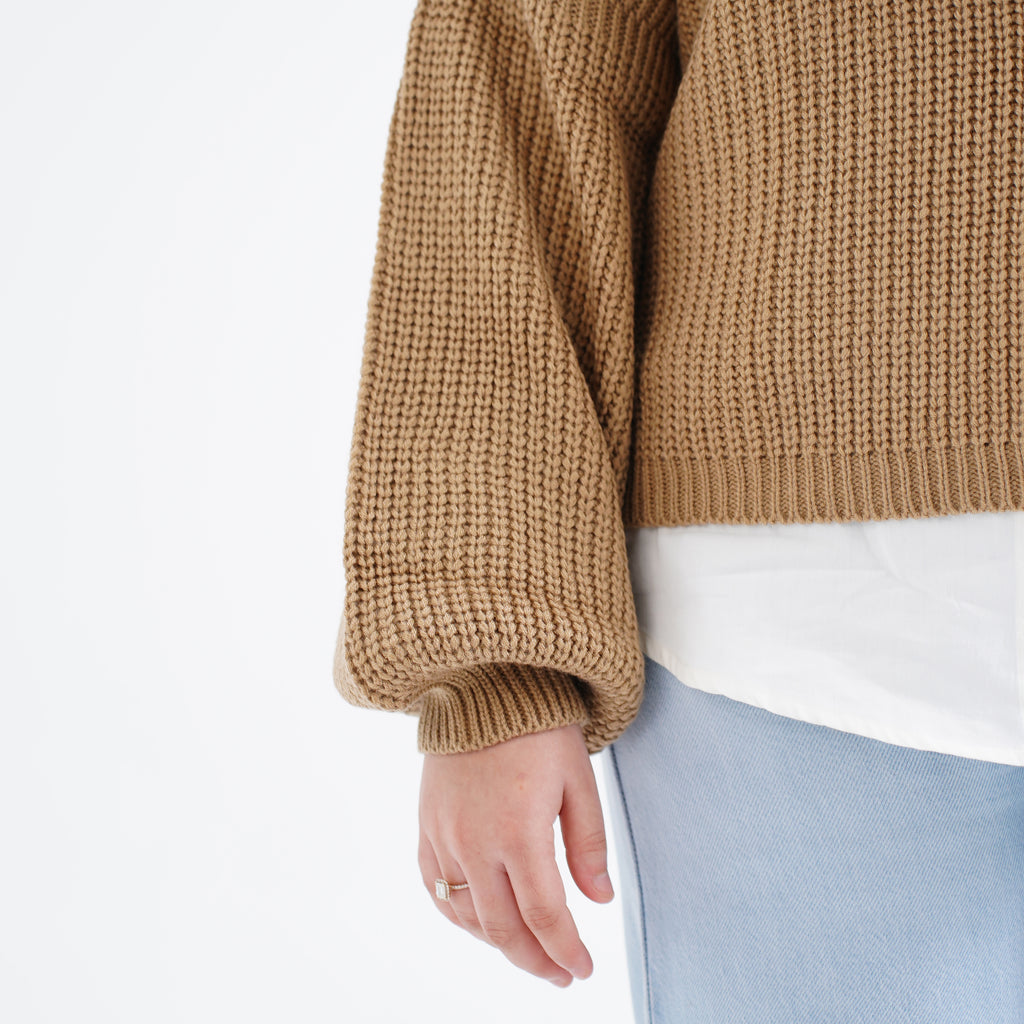 Tan V-Neck Jumper