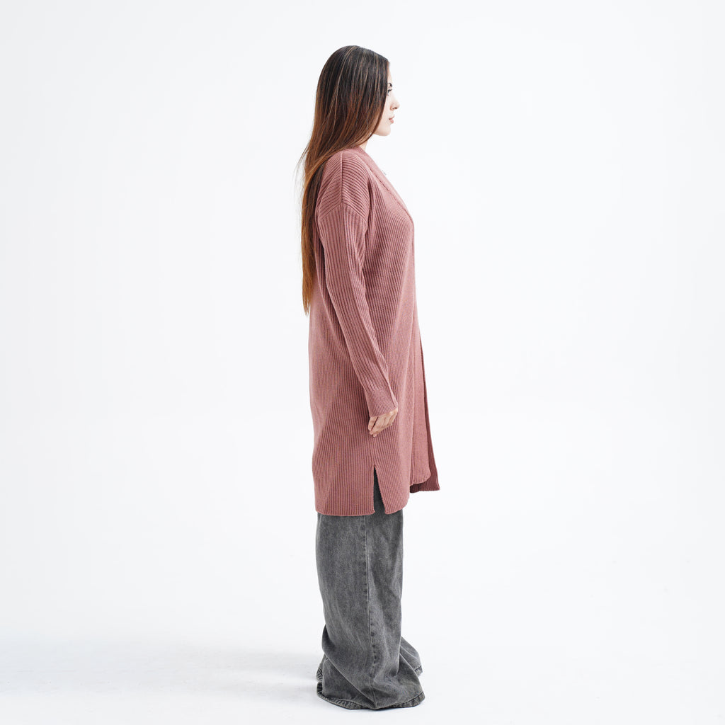 Muted Rose Long Cardigan