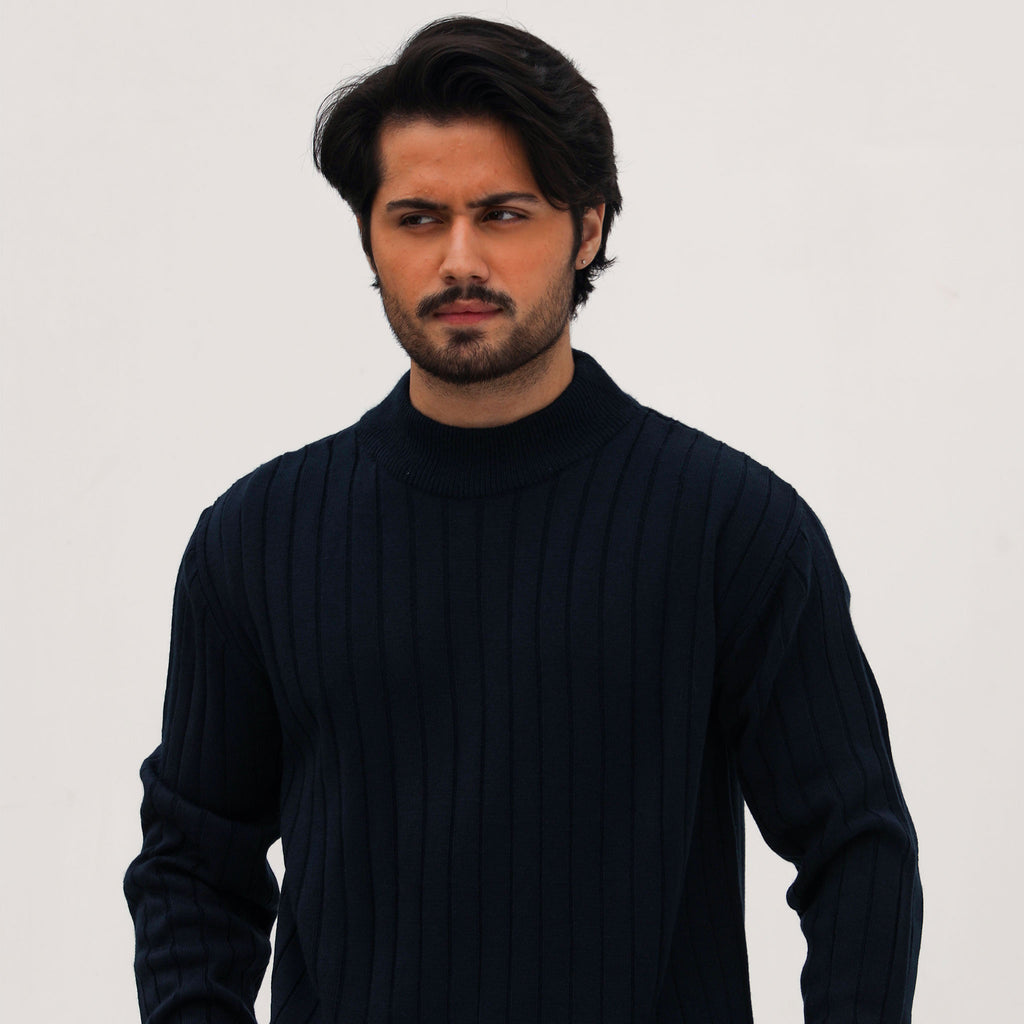 Deep Navy Mock-neck