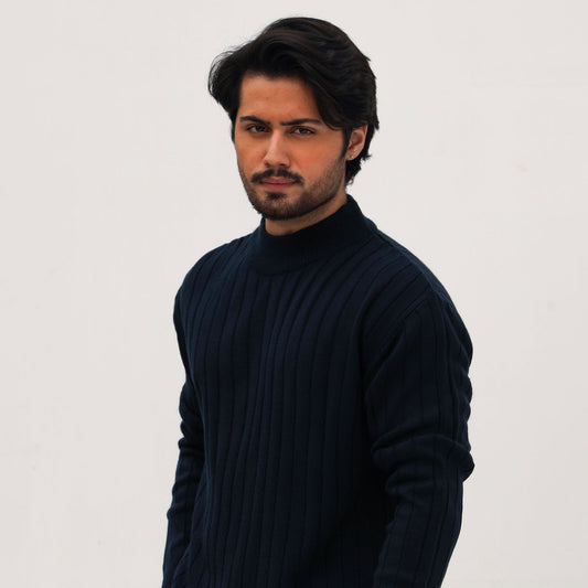 Deep Navy Mock-neck